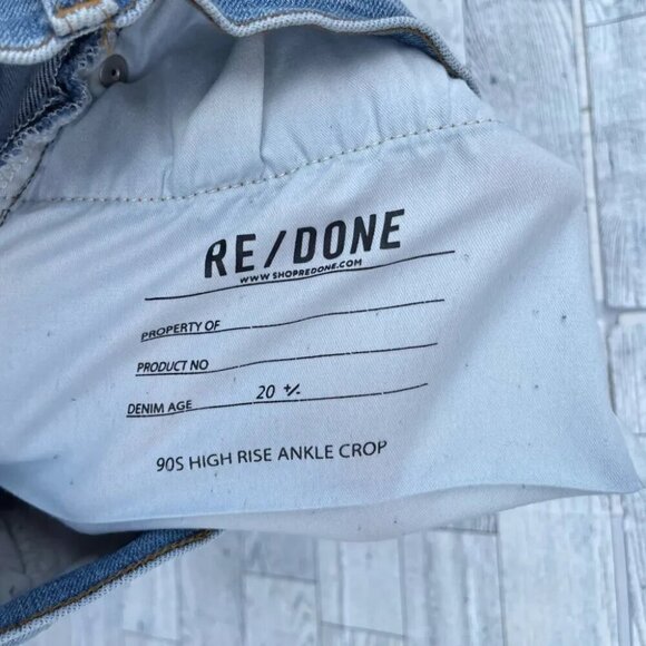RE/DONE 90s High Rise Ankle Crop Distressed Jeans size 24 - Picture 9 of 11